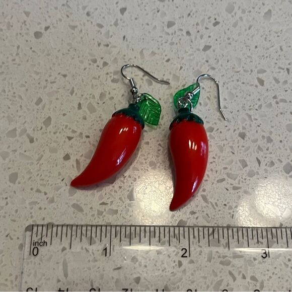 Chili Pepper Red Earrings - Picture 3 of 7